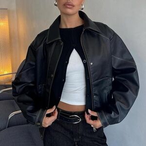 Princess Polly Jaxton Faux Leather Jacket Black